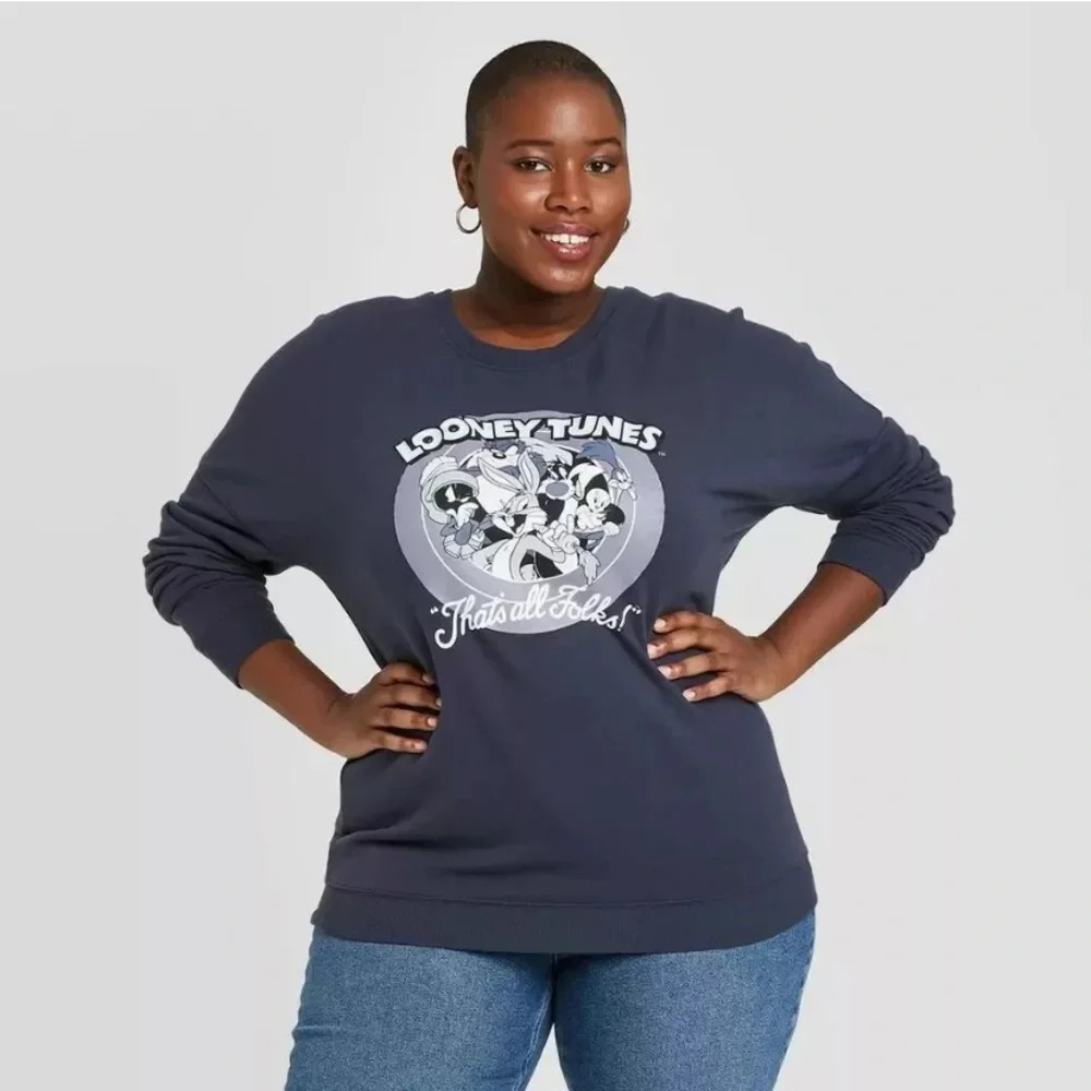 Women's Warner Bros. Looney Tunes Plus Size Graphic Sweatshirt That’s all Folks!